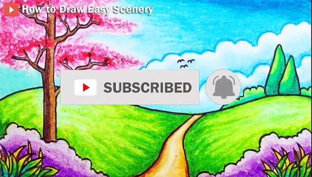 How to Draw Easy Scenery Drawing Simple Park scenery Step by Step with Oil Pastels