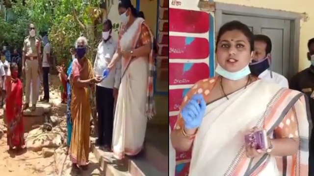 YSRCP MLA RK Roja Distributes Pensions