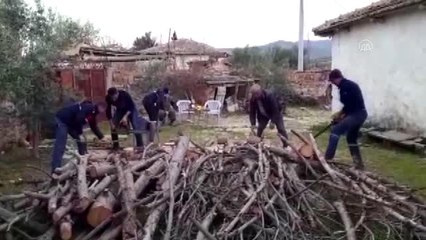 Şehit annesinin ihtiyaçlarını karşılayan jandarma yakacak odunları da kesti