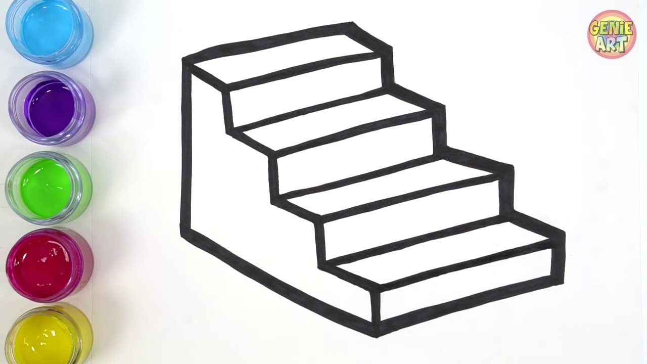How to Draw Stairs and Learn Color and Drawing - GENiEART -