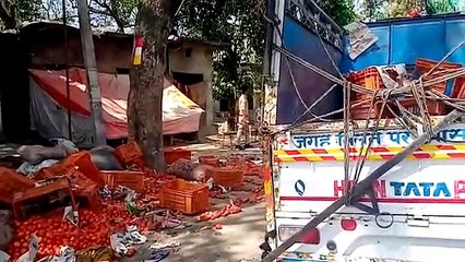 प्रयागराज: अनियंत्रित होकर पलटी मैजिक, टूटा खलासी का हाथ