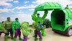 Kids Toy Videos US - Various Size of Hulk Go into the Garbage Truck Marvel Toy ハルクがゴミ収集車にすぽすぽ突入