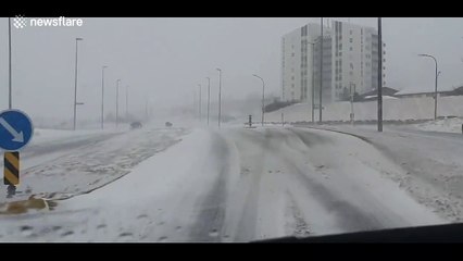 Blizzard conditions in Iceland's Reykjavik as winter reasserts itself