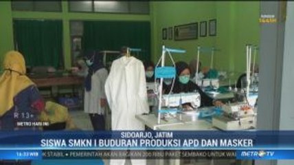 Siswa SMKN 1 Buduran Produksi Baju APD dan Masker