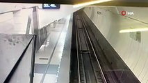 Cep telefonuna bakarken metro raylarına düşen kadın böyle kurtarıldı