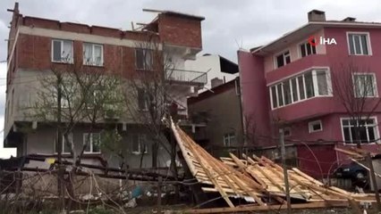 Fırtına hayatı felç etti: İş yerinin camları indi, çatılar uçtu