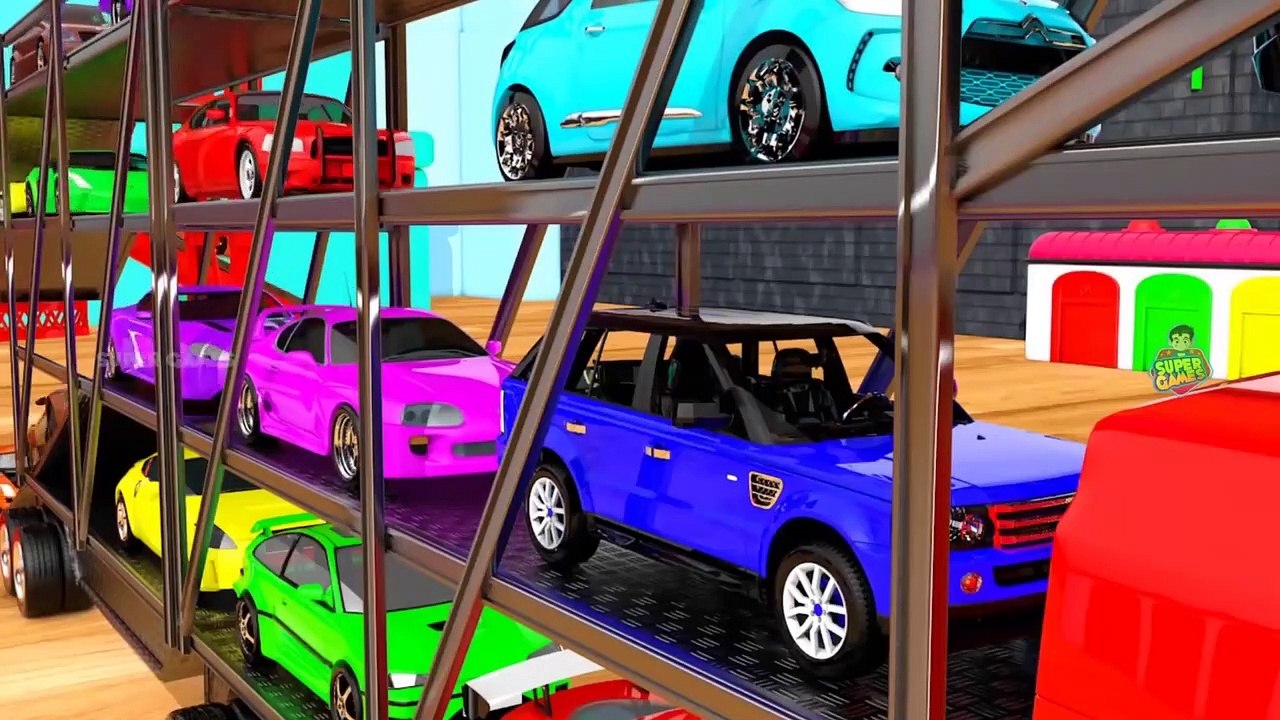 Toy Super Cars Carrier Trailer for Kids to Learn Colors for Children