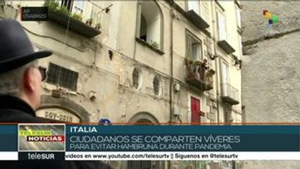 Italianos comparten alimentos para evitar la hambruna por la pandemia
