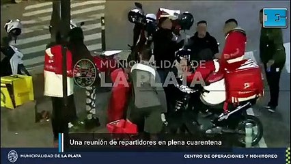 Una reunión de repartidores rompió el aislamiento en plena vía pública