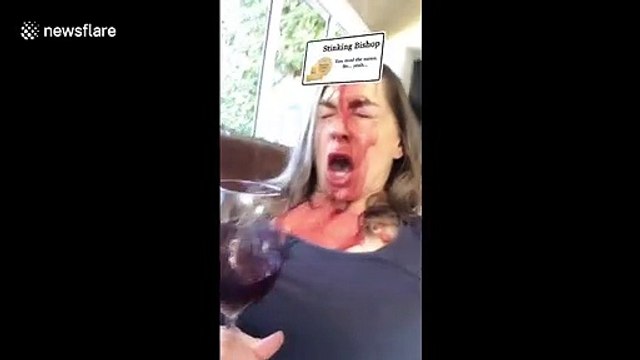 Hilarious moment quarantined UK woman spills wine all over herself