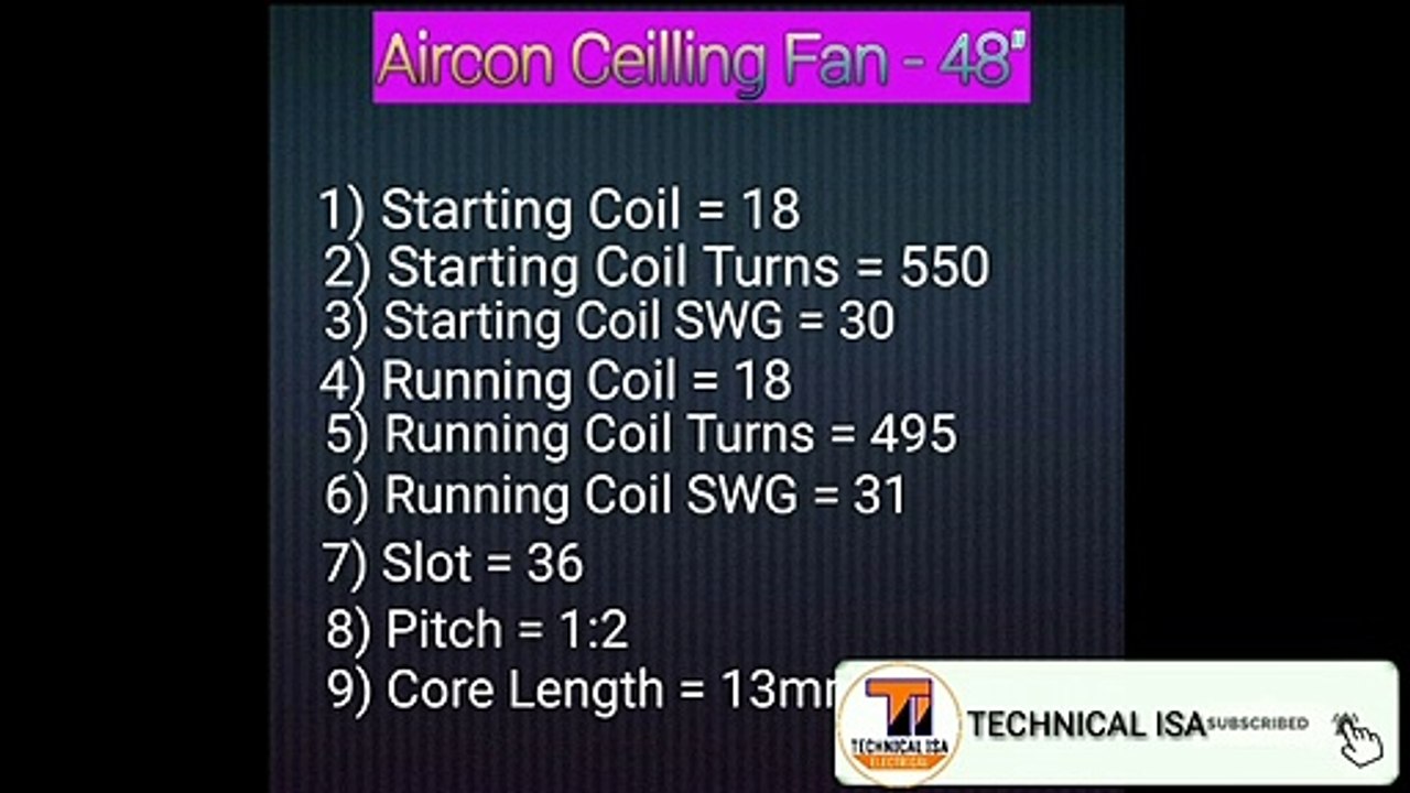18+18 Ceiling Fan Winding Data || All Type Ceiling Fan Winding Data