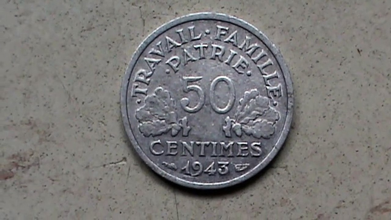 50 centimes Francisque, légère, frappe médaille 1943 Paris