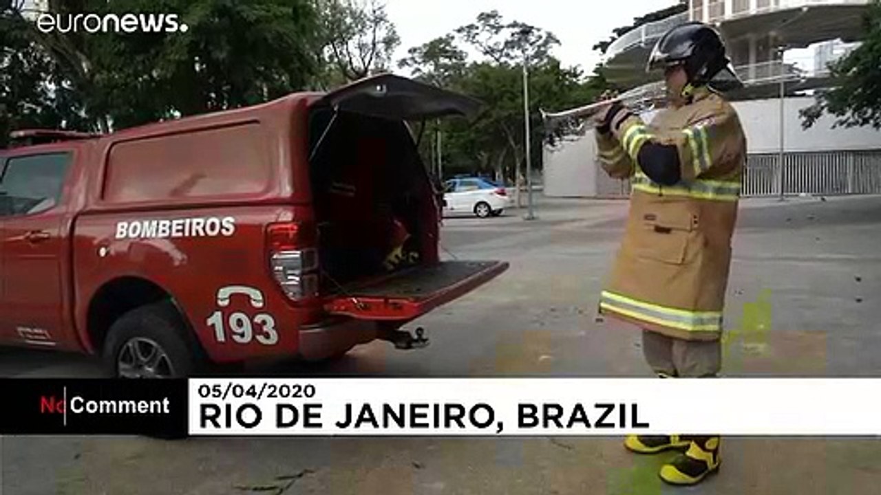 Brazil firefighter lifts spirits through music...