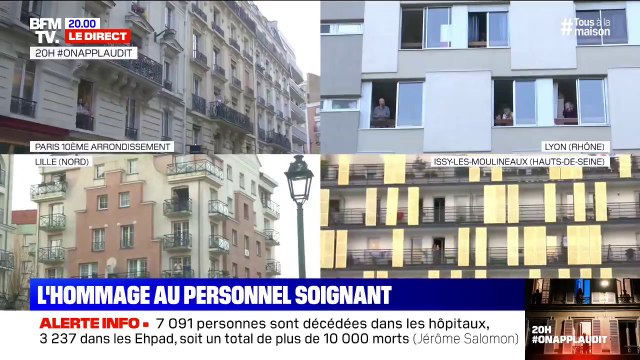 Aux balcons, les Français applaudissent les soignants ce mardi