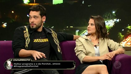 Bruno Fagundes e Bianca Comparato no Programa do Porchat