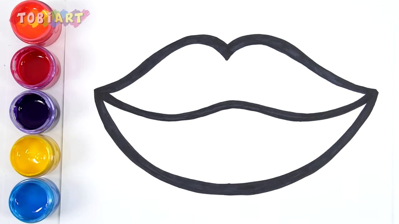 Let's learn to glitter Lip drawing and coloring for kids - TOBiART #GENiEART -
