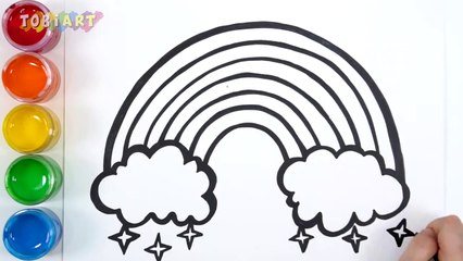 Let's learn to glitter Rainbow drawing and coloring for kids! - TOBiART #GENiEART -