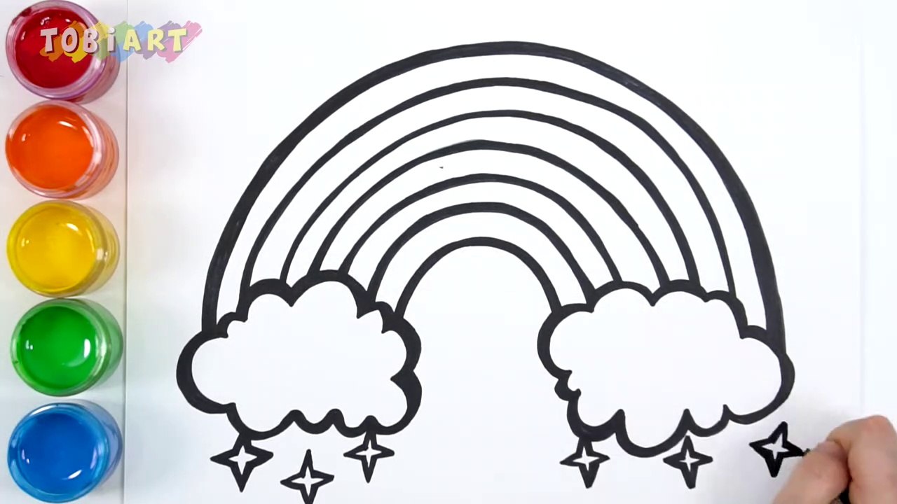 Let's learn to glitter Rainbow drawing and coloring for kids! - TOBiART #GENiEART -