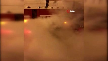 Bolu Dağı'ndan inen kamyon uygulama noktasında lastiklerinden tutuştu