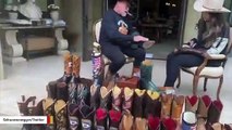 Arnold Schwarzenegger Recruits Daughter To Help Polish His Cowboy Boots Amid Lockdown