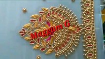 Beautiful Golden Moti Maggam work Blouse __ Heavy Bridal threads Hand Design||