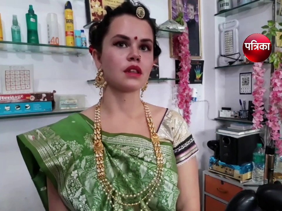 रूप चौदस पर भारतीय दुल्हन की तरह सजी विदेशी मेम, देखें वीडियो