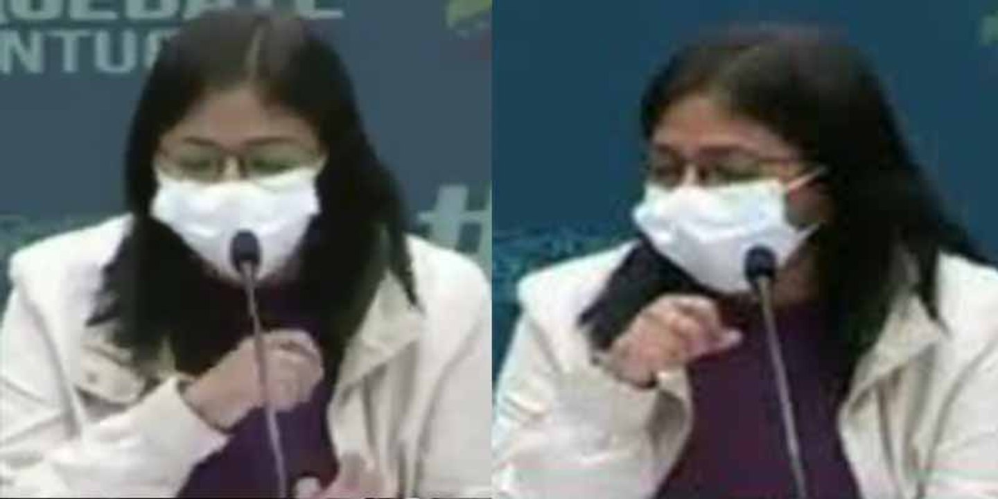 COVID-19: La constante tos de Delcy Rodríguez en directo desata los memes con los africanos y el ataud