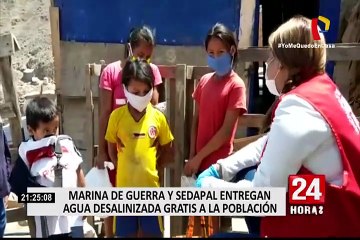 Marina de Guerra y Sedapal entregan agua desalinizada a la población