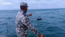 Thai Navy rescue four fishermen floating in the sea after boat capsizes