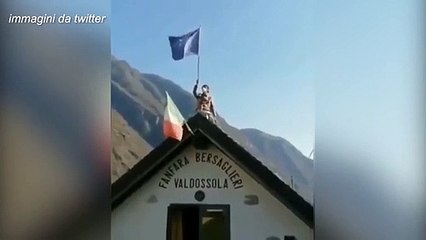 Valdossola, Bersagliere getta a terra bandiera Ue