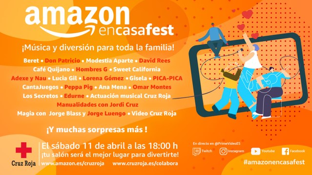 AmazonEnCasaFest, un festival para recaudar fondos para Cruz Roja