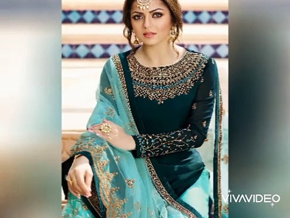 Full flyer long frock, fancy frocks, designer collection, beautiful style incredible combination, Asian design collection.