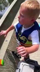 3-Year-Old Tosses Rod after Catching His First Fish