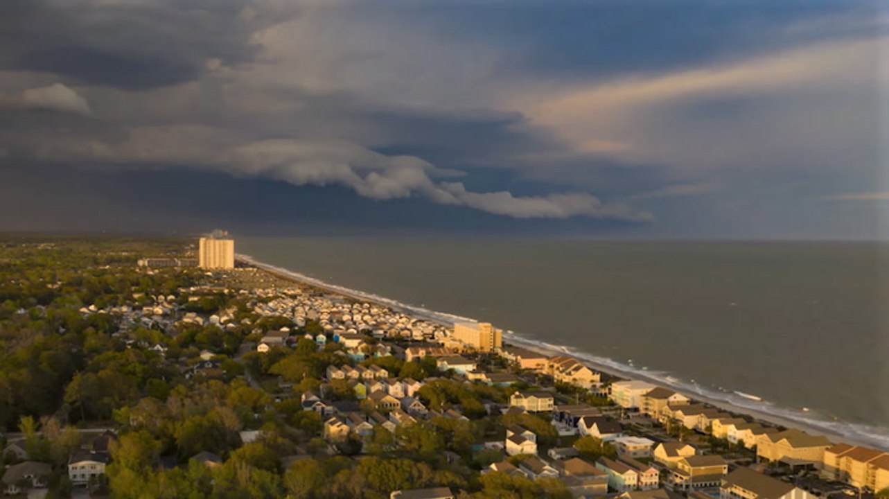 Drone captures evening storm over Myrtle Beach