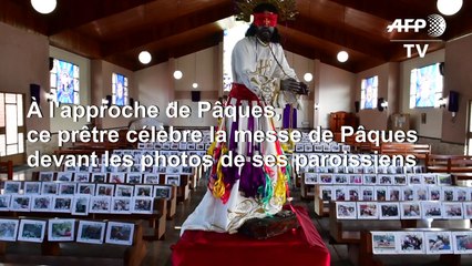 Coronavirus: un prêtre costaricain célèbre la messe devant les photos de ses paroissiens