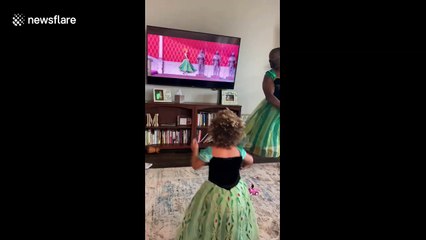 Parenting goals: Dad dresses up as 'Frozen' character Anna along with his daughter during quarantine
