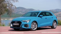 The new Audi A3 Sportback Design in Turbo blue