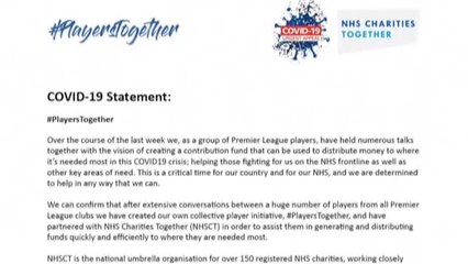 Los jugadores de la Premier se unen para destinar fondos a la sanidad