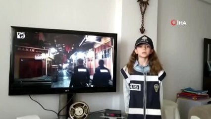 Minik öğrenciden Polis Haftası'nda "Evde kal" mesajı