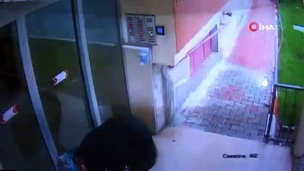 Elindeki sıvıyı asansör ve kapılara süren kadın yakalandı