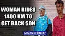 Telangana woman rides 1,400 Km on her scooty to bring back son stranded in Andhra Pradesh | Oneindia