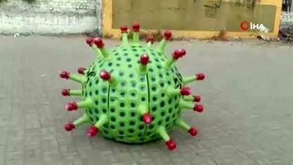 Otomobilini korona virüse çevirdi, 'evde kal' çağrısı yaptı