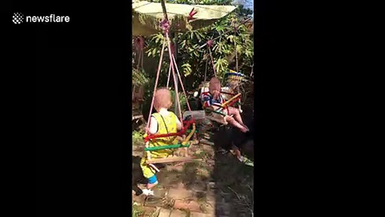 Mum of triplets uses carousel hack to swing them through isolation