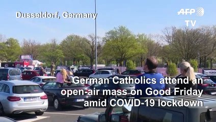 Good Friday mass held in an open-air cinema in Germany during lockdown