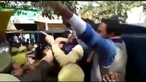 Police beating up Congressmen in Ghazipur