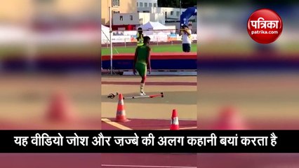 Download Video: Differently-abled athlete does a front flip high jump viral video