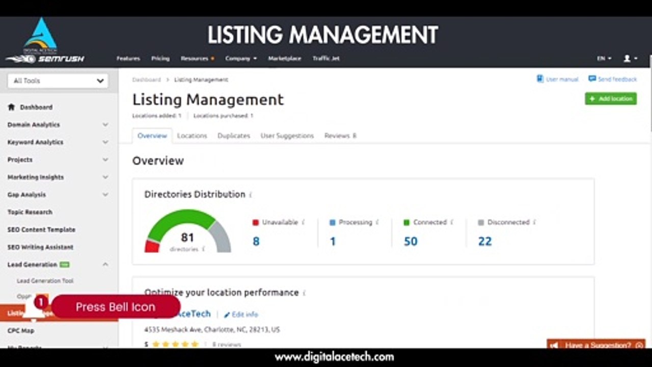 SEMrush - Listing Management