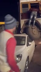 Trailer hit two cars boarded two other cars