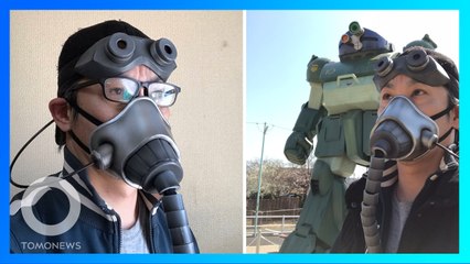 DIY自製鋼彈口罩 日本男子防疫超有型
