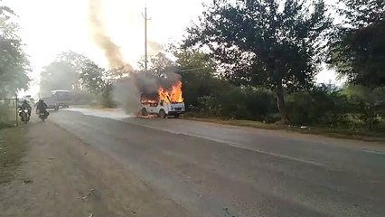 School van catches fire